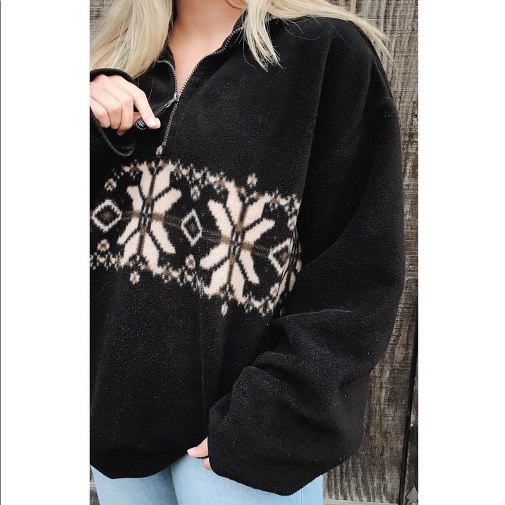 Fleece vintage zip up sweater